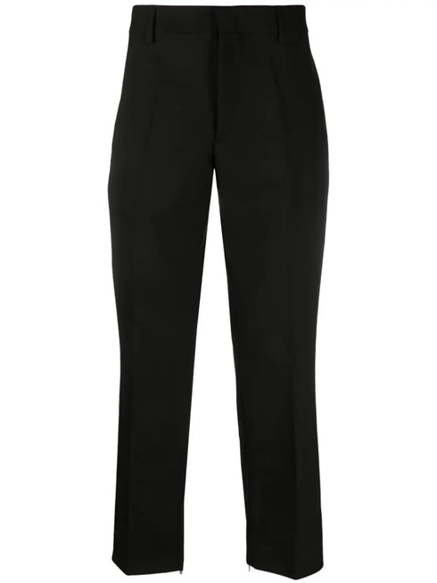 high-waisted straight-leg cropped trousers